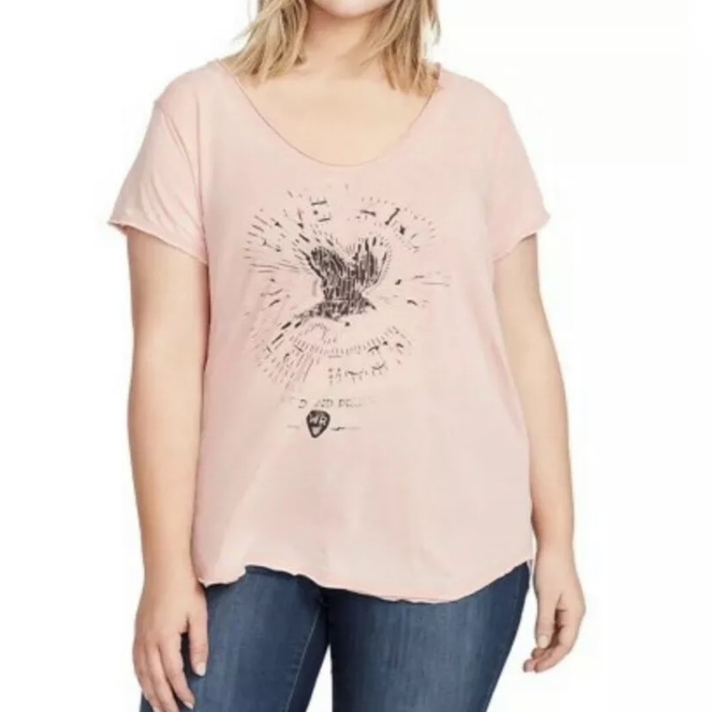 William Rast t T-Shirt Size 2X Pink retro Print NWT